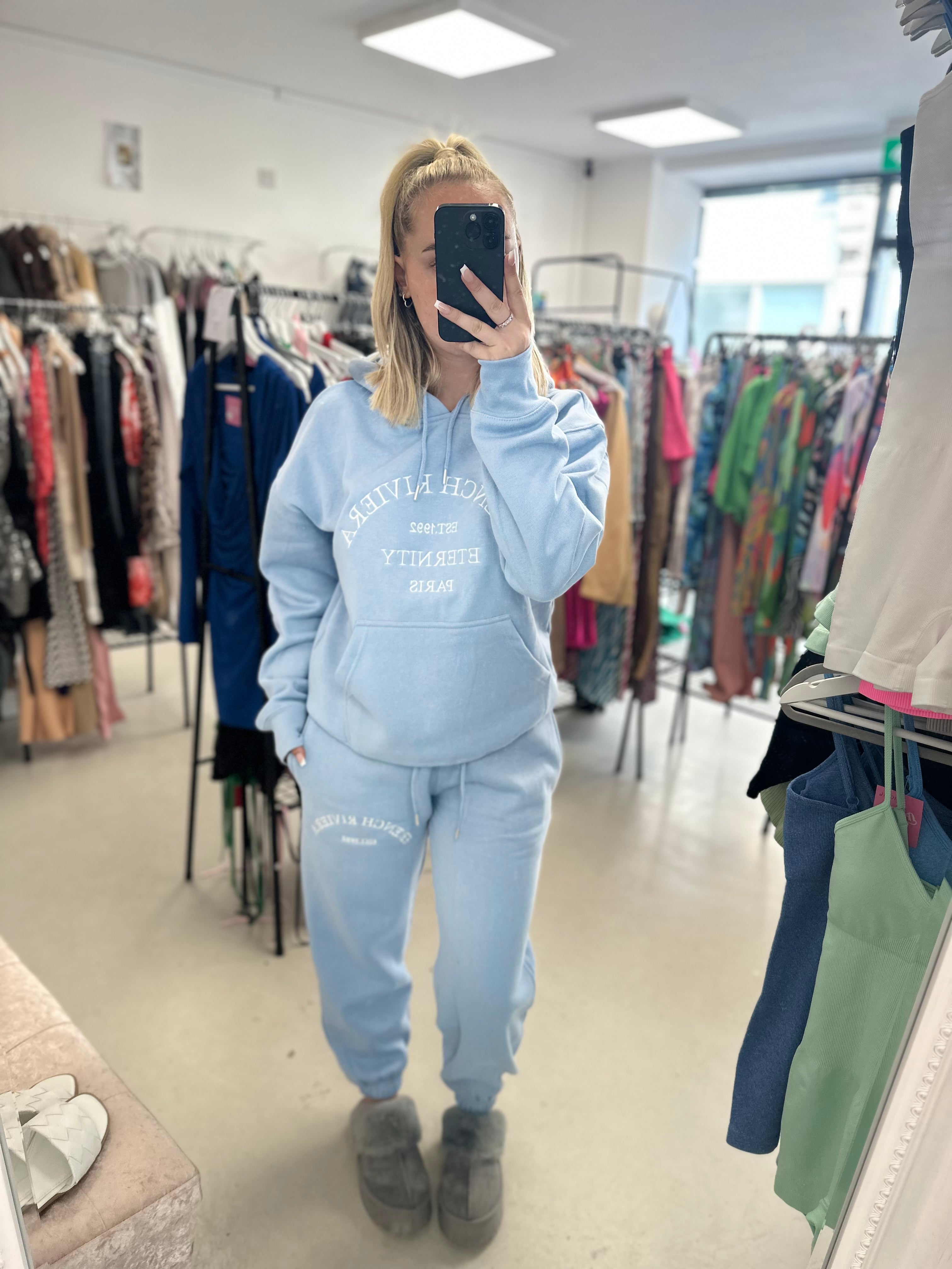Baby Blue Thick Embroidered Tracksuit