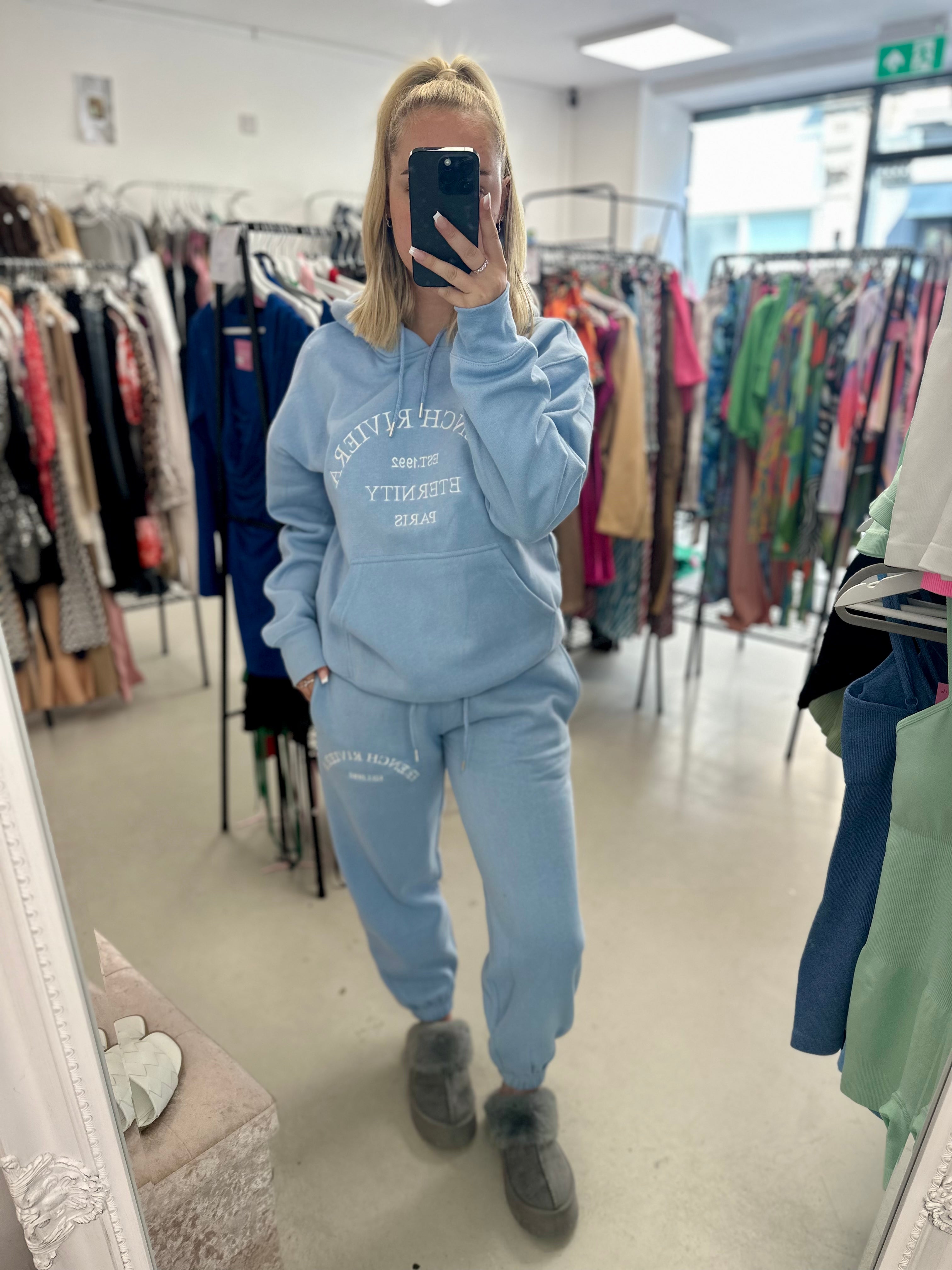 Baby Blue Thick Embroidered Tracksuit